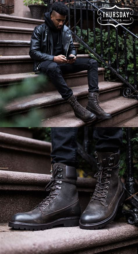 combat boots outfit men.